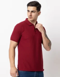 Solid Dark Red Plain Men's Polo T-Shirt