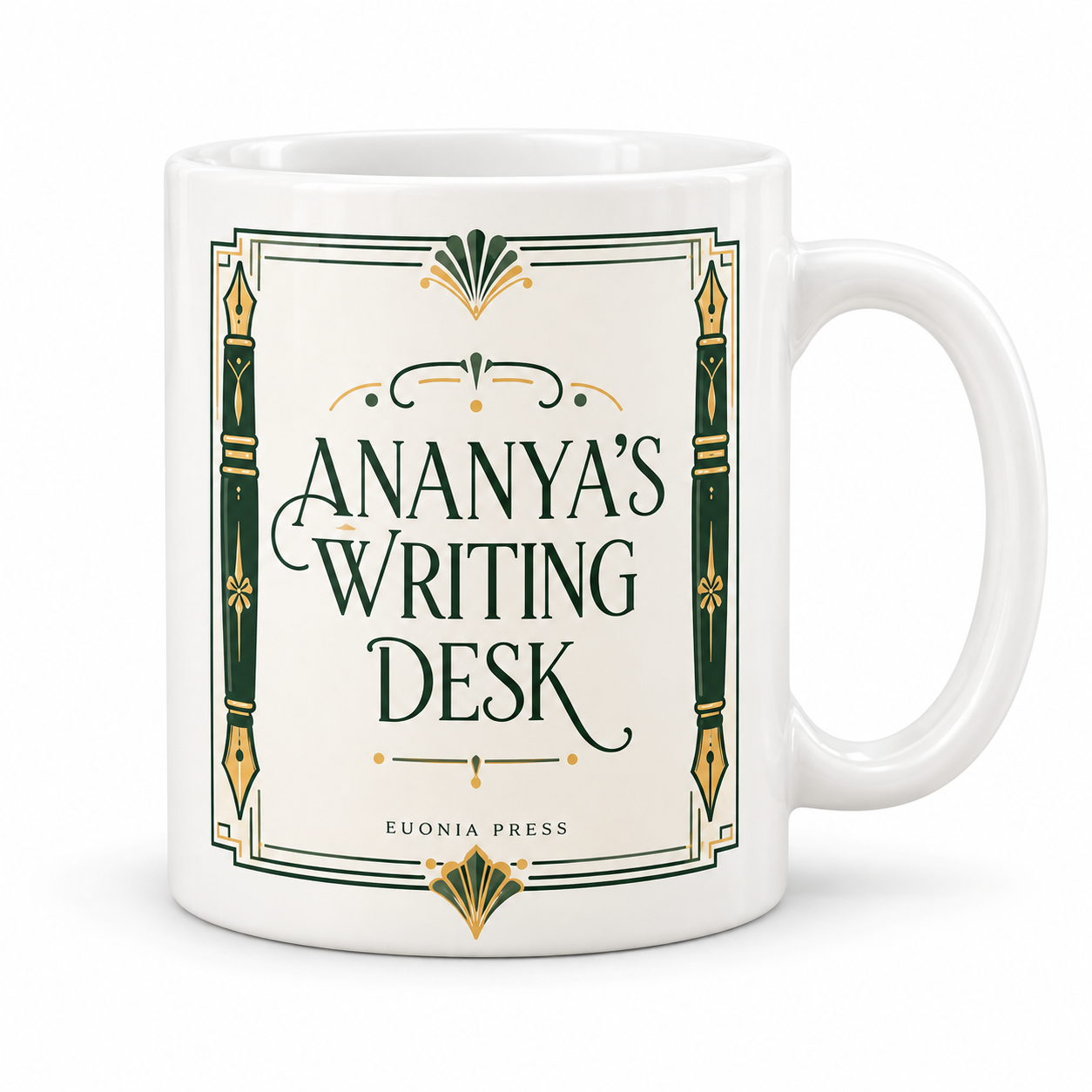 Personalised Writing Desk Mug by Euonia Press — front design