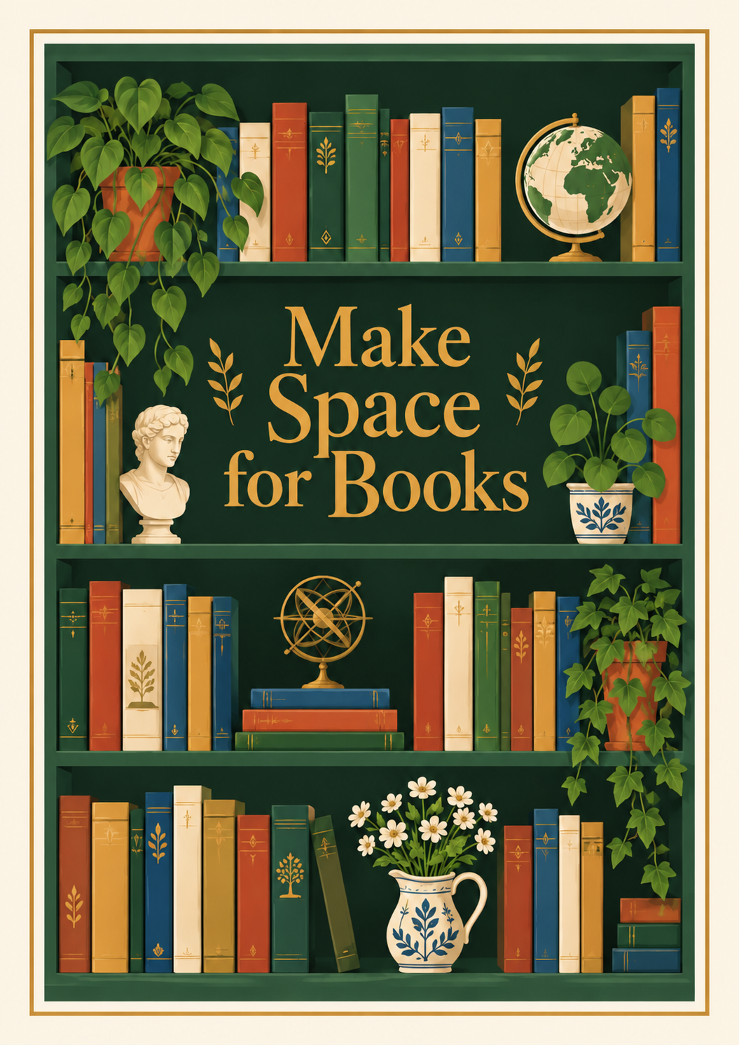 Make Space for Books Framed Print