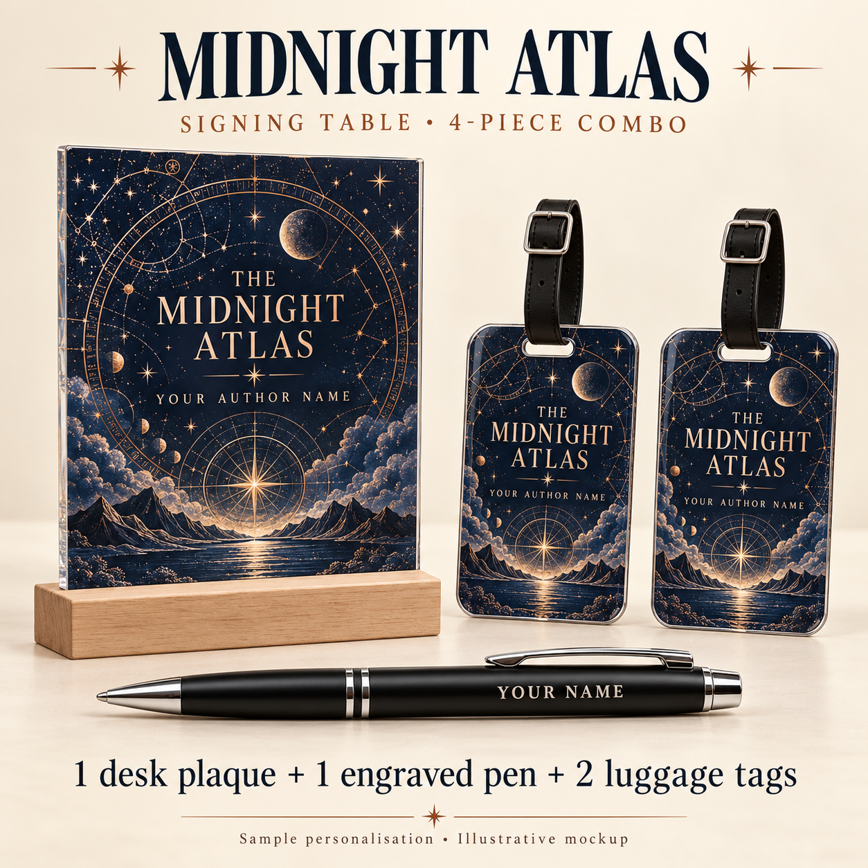 Midnight Atlas Signing Table Combo 04 — 4 Pieces