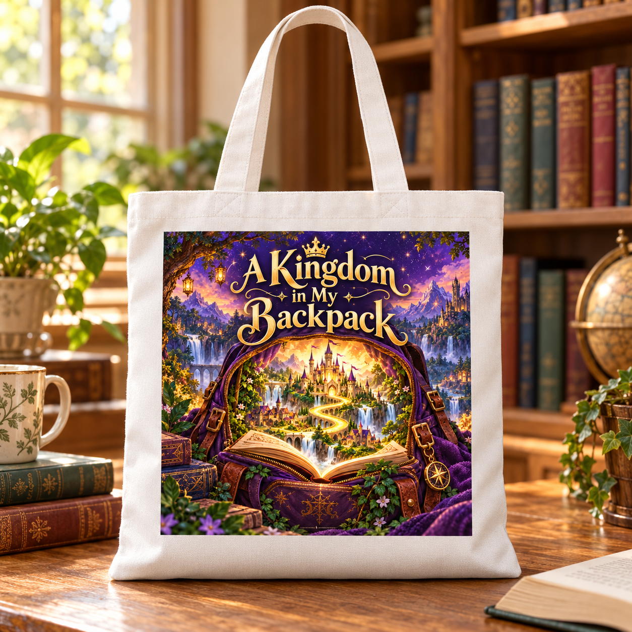 A Kingdom in My Backpack Cotton Book Tote