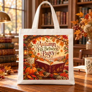 Autumn Fits Between Pages Cotton Book Tote