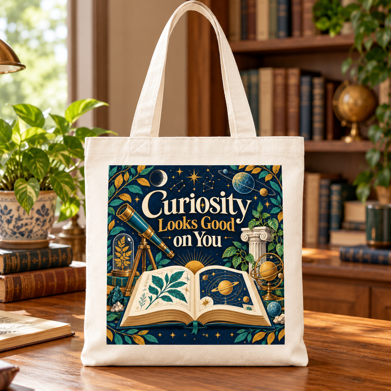 Curiosity Looks Good on You Cotton Book Tote