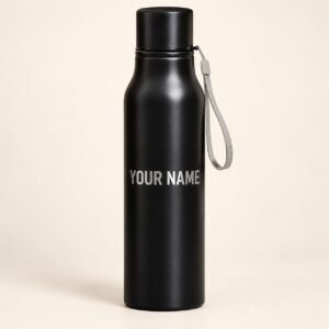 Custom Author Name Engraved Water Bottle with silver-tone Your Name example