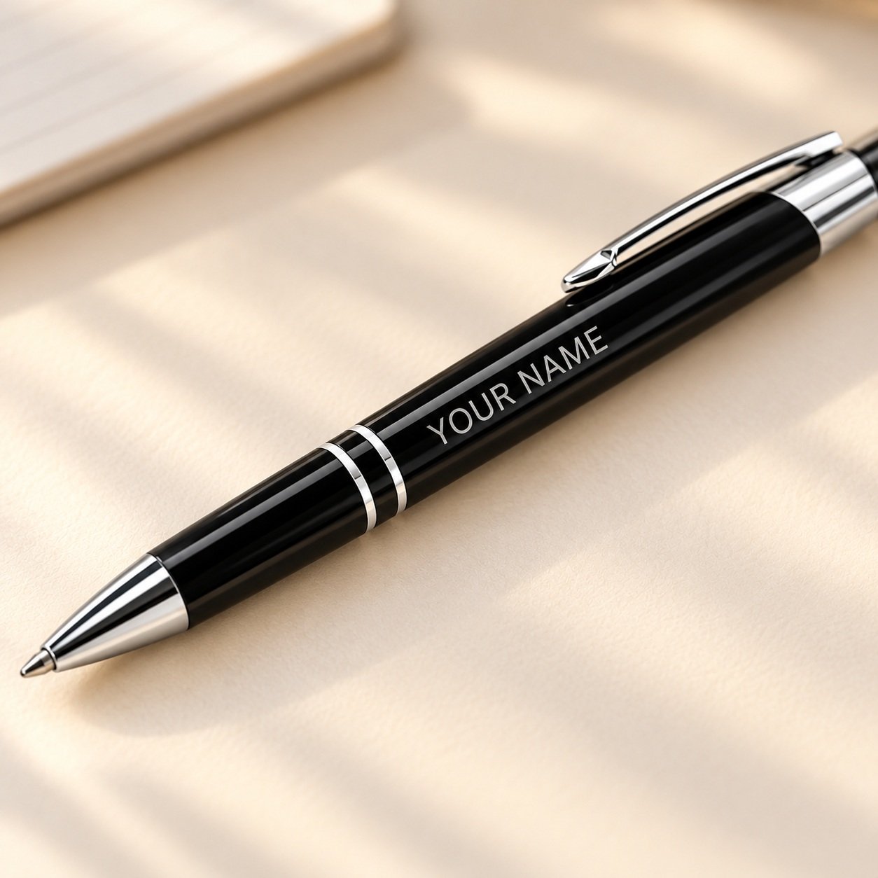 Custom Author Name Engraved Pen by Euonia Press — engraving close-up