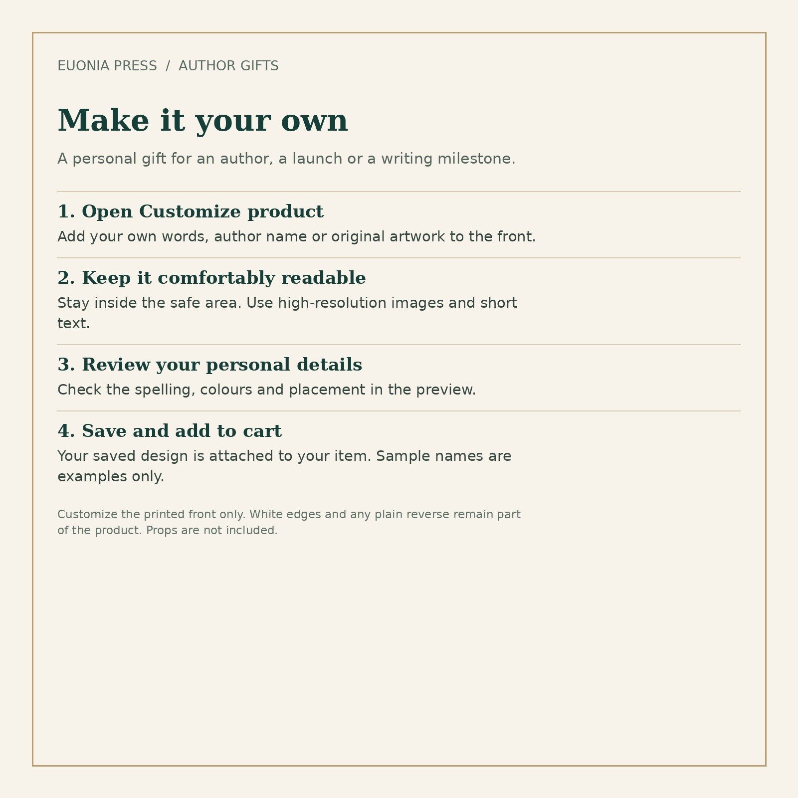 Custom Book Launch Zipper Tote — steps for creating your personal design