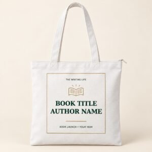 Custom Book Launch Zipper Tote — illustrative product mockup