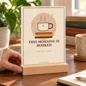 Booked for a Quiet Morning Acrylic Desk Plaque