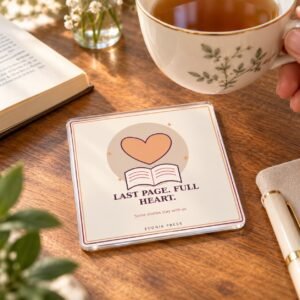 The Finished Book Feeling Square Acrylic Coaster