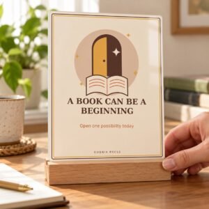 A Book Can Be a Beginning Acrylic Desk Plaque