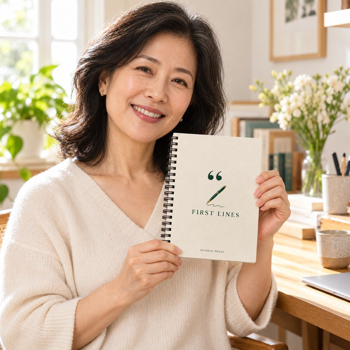 First Lines Notepad by Euonia Press — person view
