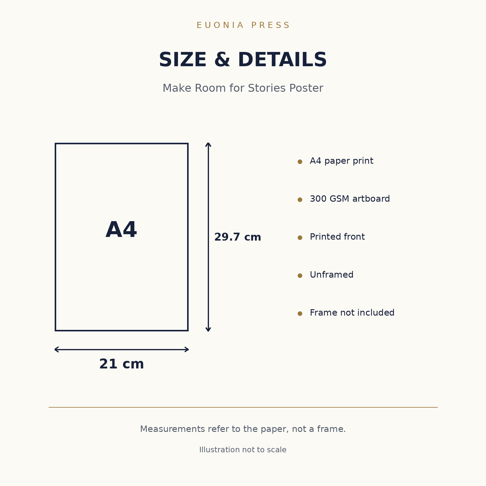 Make Room for Stories Poster by Euonia Press — size and specifications