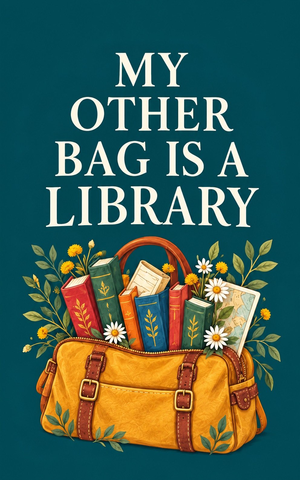 My Other Bag Is a Library Luggage Tag complete original book-themed artwork