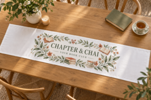 Personalised Book Club Table Runner – Chapter & Chai