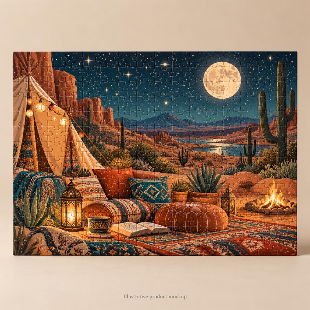 Desert Daydream — Desert Night Reading Camp 120-Piece Jigsaw Puzzle
