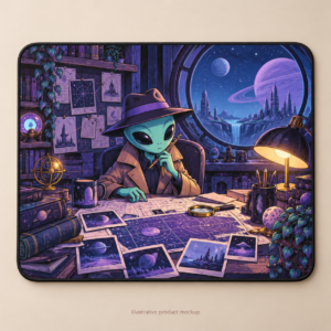 Cosmic Detective — Alien Detective Desk Reading Desk Mouse Pad