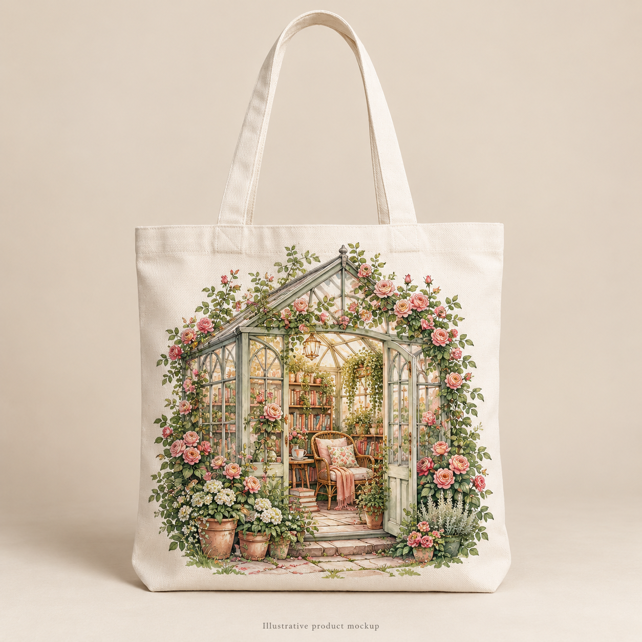 Garden Romance — Love Letter Greenhouse Cotton Book Tote