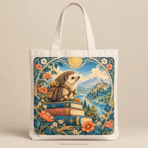 Tiny Brave Readers — Hedgehog Book Explorer Cotton Book Tote