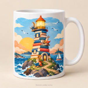 Tiny Brave Readers — Bunny Book Lighthouse 11 oz Coffee Mug