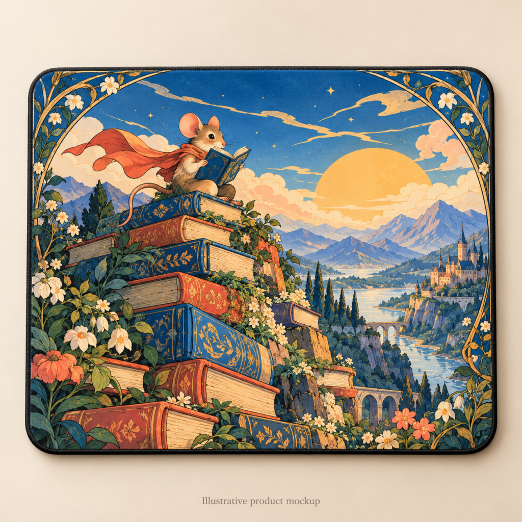 Tiny Brave Readers — Mouse Book Mountain Reading Desk Mouse Pad