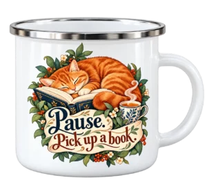Reading Pause Enamel Mug