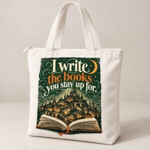 Stay Up for My Stories Writer Zipper Tote