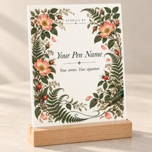 Botanical Pen Name Personalised Writer Desk Plaque