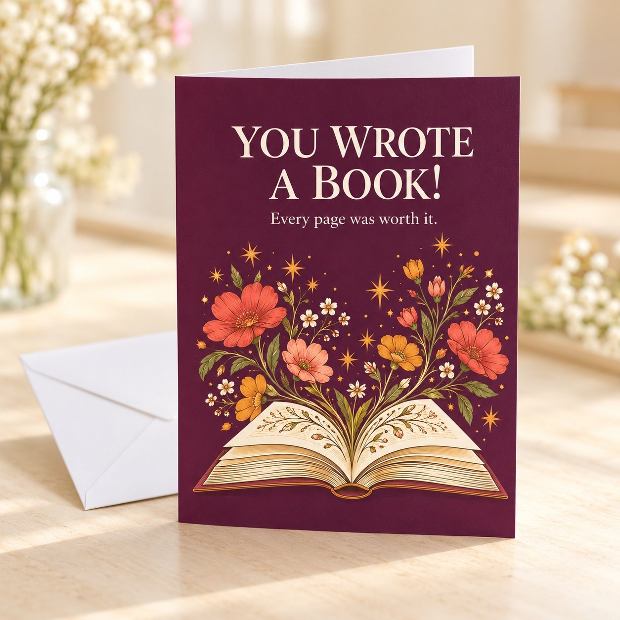 You Wrote a Book Author Congratulations Card with its envelope